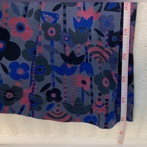 Gudrun Sjoden M knit skirt, maxi, blue, purple , pink with birds and flowers EUC